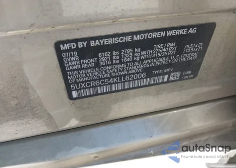 2019 BMW X5 xDrive40I из США, поврежденный, VIN 5UXCR6C54KLL62006